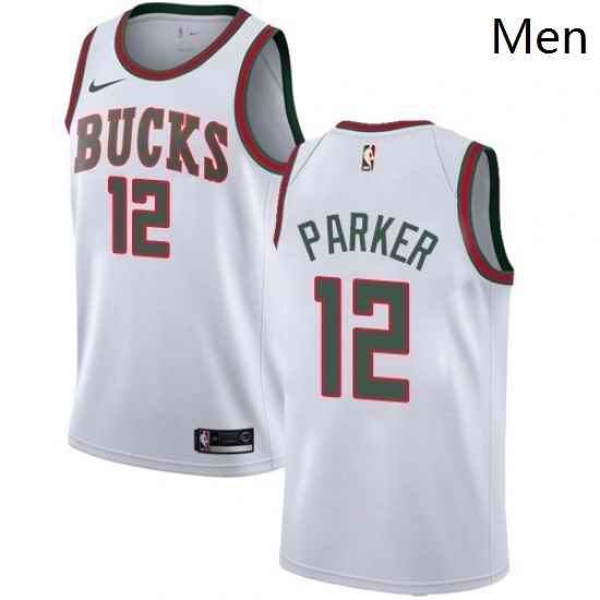 Mens Nike Milwaukee Bucks 12 Jabari Parker Swingman White Fashion Hardwood Classics NBA Jersey